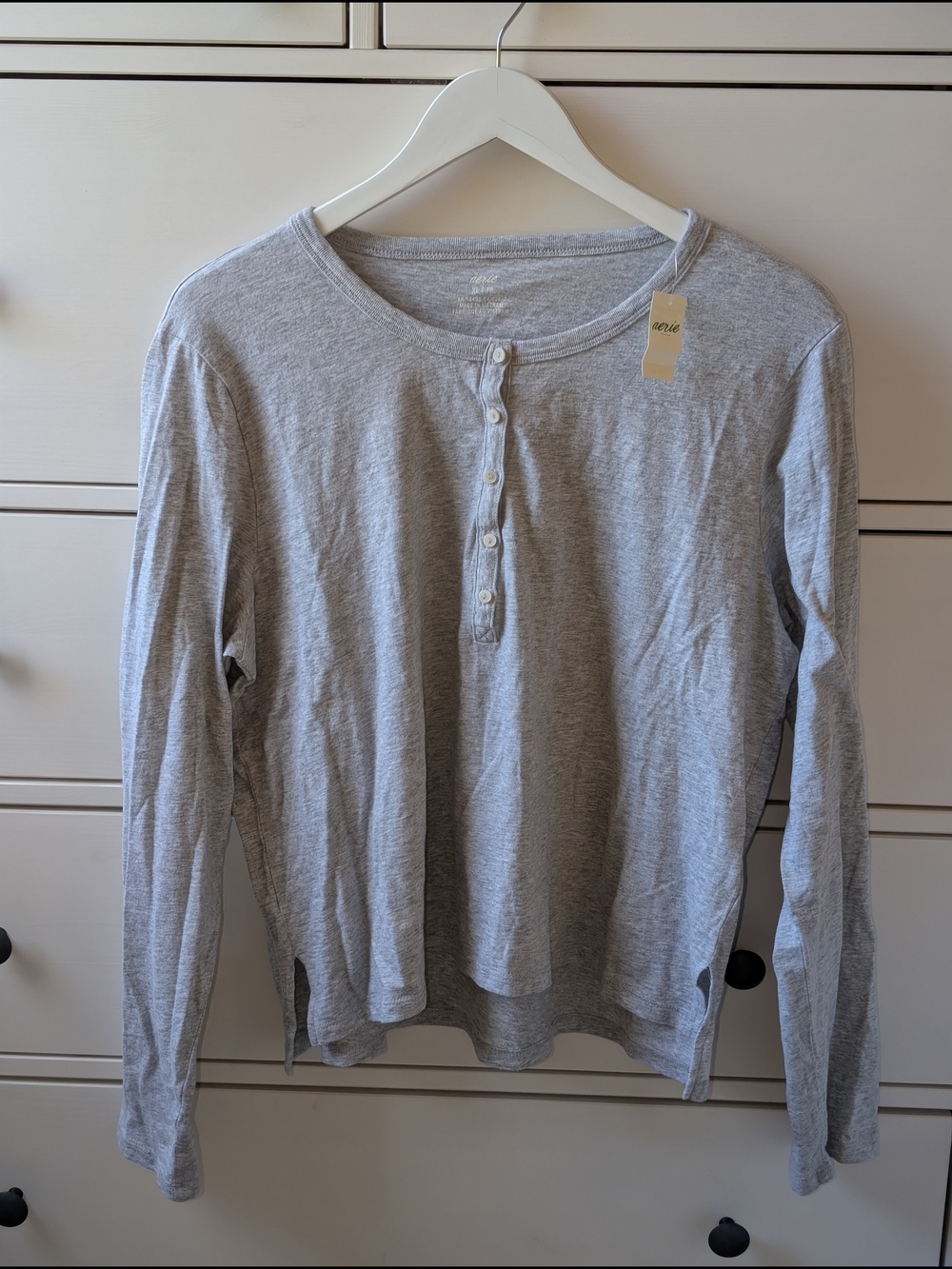 Aerie Light Gray Long Sleeve Henley XL - NWT